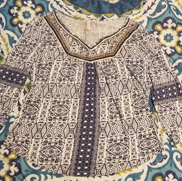 Red Camel boho top size Large 3/4 sleeve - Picture 1 of 3